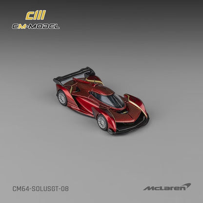 CM Model 1:64 McLaren Solus GT V10 Engine Single Seat Metallic Wine Red Removable Roof McLaren Official Licensed