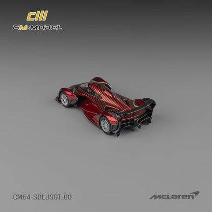CM Model 1:64 McLaren Solus GT V10 Engine Single Seat Metallic Wine Red Removable Roof McLaren Official Licensed