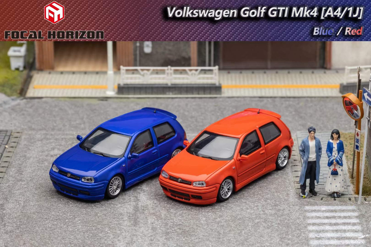 Focal Horizon 1:64 Volkswagen Golf GTI MK4 Orange Red with Openable Engine Hood
