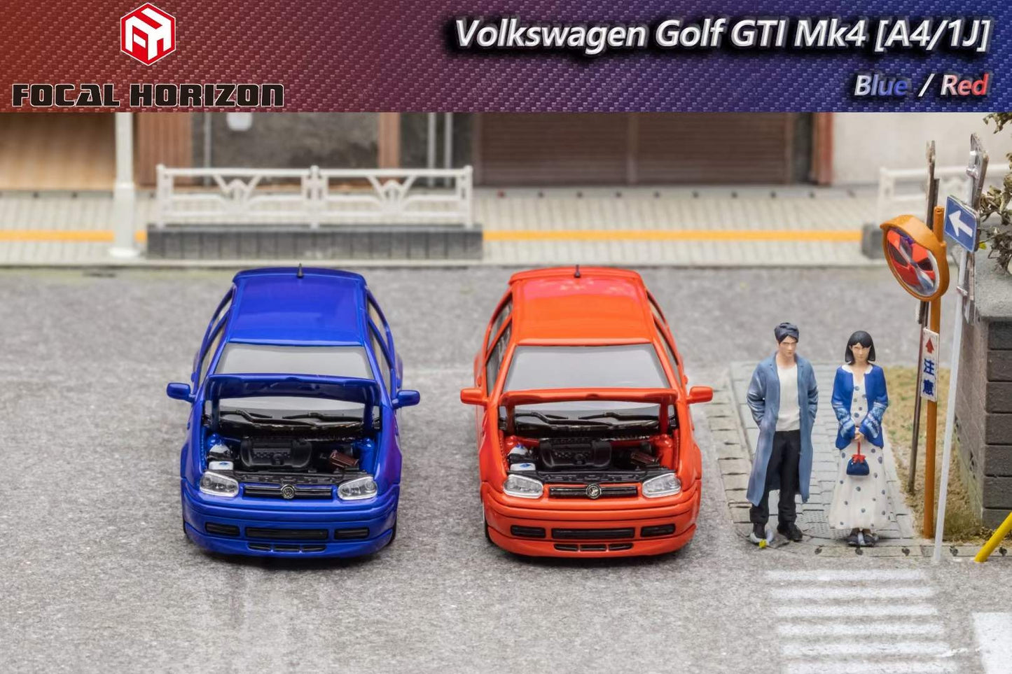 Focal Horizon 1:64 Volkswagen Golf GTI MK4 Orange Red with Openable Engine Hood