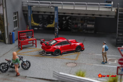 Star Model 1:64 Porsche RWB 930 GT Wing Spoiler Red with Yellow Lights Limited 999 Pieces
