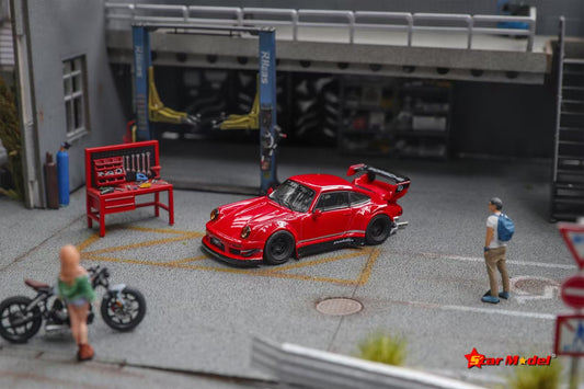 Star Model 1:64 Porsche RWB 930 GT Wing Spoiler Red with Yellow Lights Limited 999 Pieces