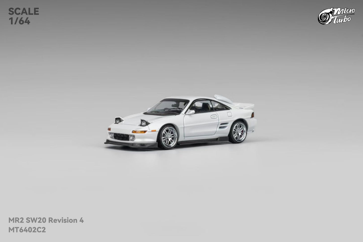 Micro Turbo 1:64 Toyota MR2 SW20 Revision 4 Metallic White Foldable Head Lights
