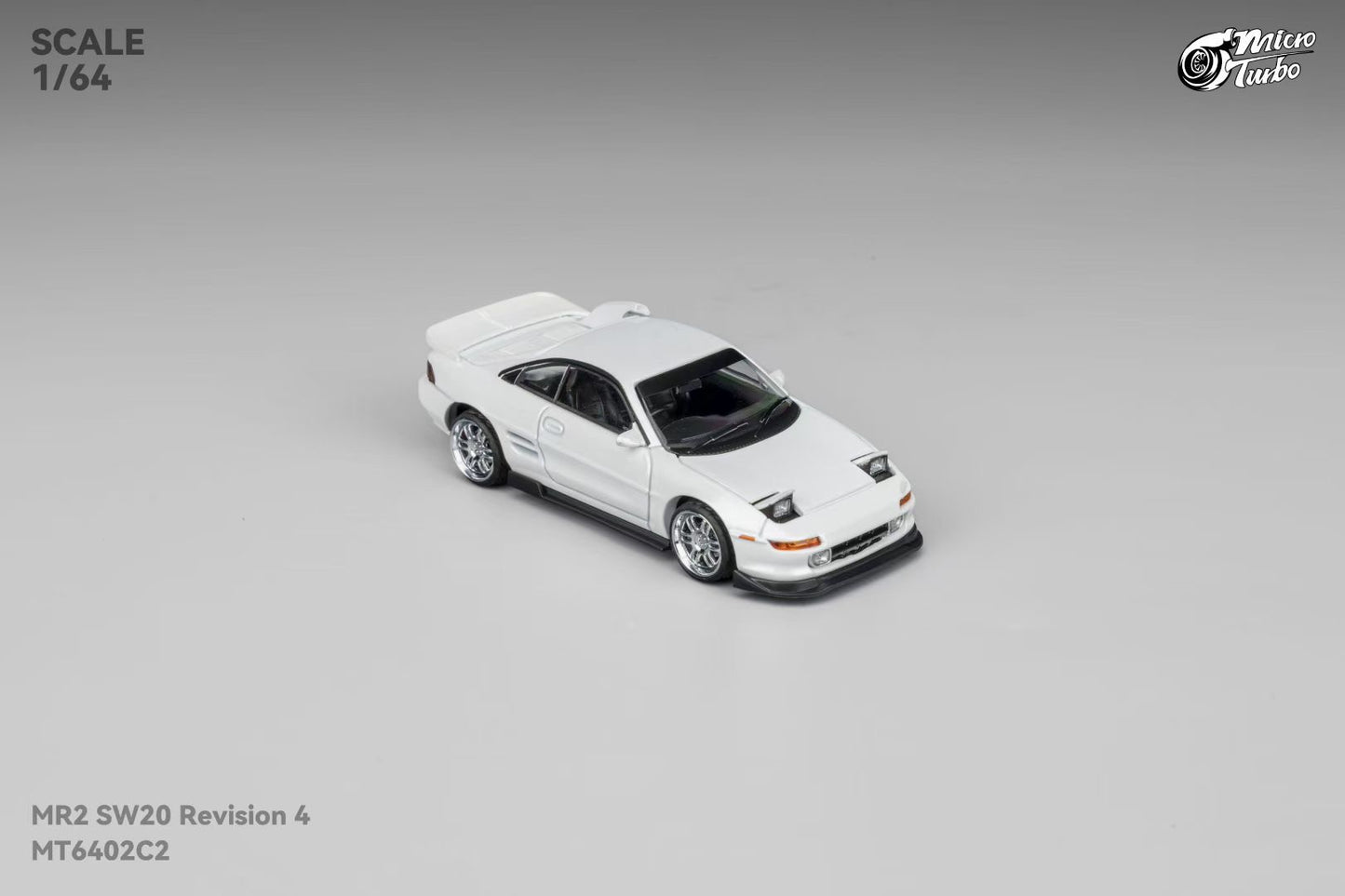 Micro Turbo 1:64 Toyota MR2 SW20 Revision 4 Metallic White Foldable Head Lights