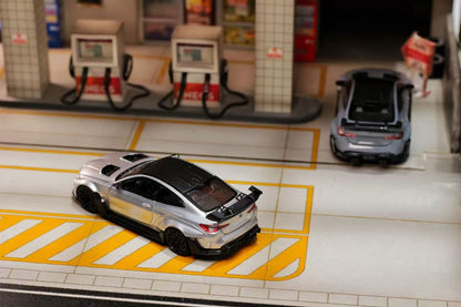 Street Weapon 1:64 BMW M4 G82 Adro Body Kit Custom Silver (Limited 500 Pieces)