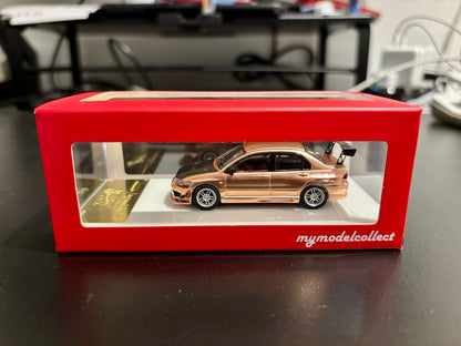 Model Collect 1:64 Mitsubishi Lancer Evolution 7 EVO VII Rose Gold with Carbon Hood