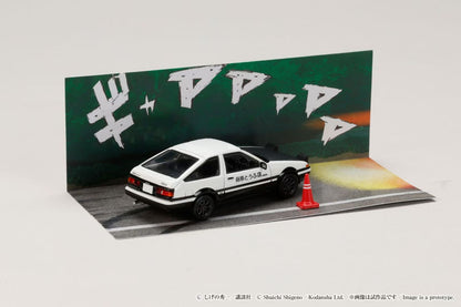 Hobby Japan x JDM64 1:64 Toyota Sprinter Trueno GT Apex AE86 Black Front Hood Initial D 30th Anniversary Set B Takumi Fujiwara vs Tomoyuki Tachi