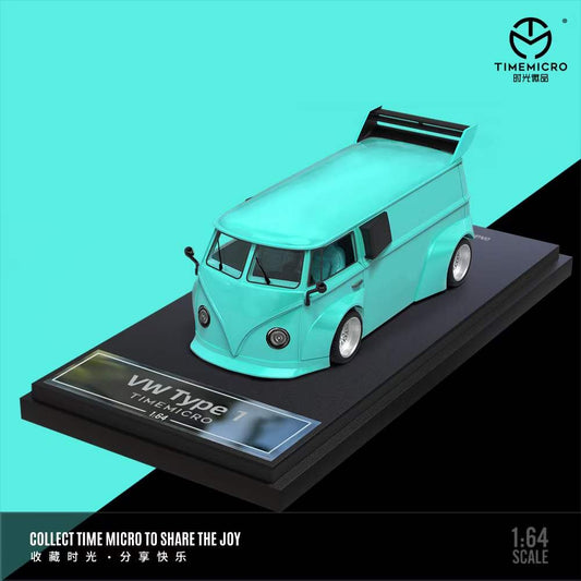 Time Micro 1:64 Volkswagen Kombi T1 Modified Wide Body Camper Van- Tiffany Blue