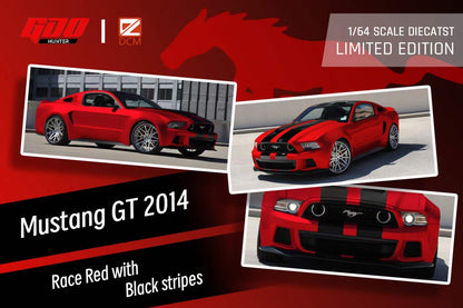 GDO X DCM 1:64 Ford Mustang GT MK5 2014 Race Red with Black Stripes