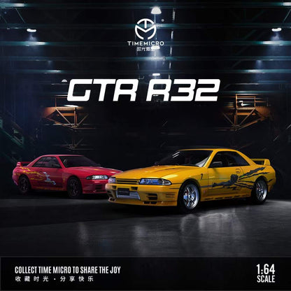Time Micro 1:64 Nissan Skyline GT-R R32  Openable Engine Hood Fast and Furious Wine Red
