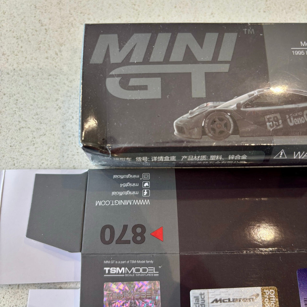 (Damaged Box with Replacement) Mini GT 1:64 McLaren F1 GTR #59 1995 Le Mans 24Hr Winner Post-Race Weathered (MGT00870-CH)