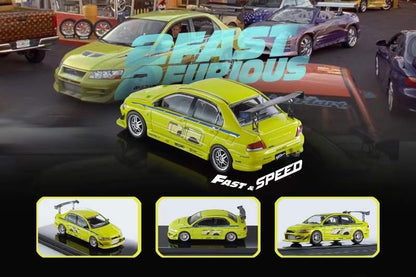 Fast Speed 1:64 Mitsubishi Lancer Evolution 7 EVO VII Fast and Furious Green with Paul Walker Brian O'Conner Figure