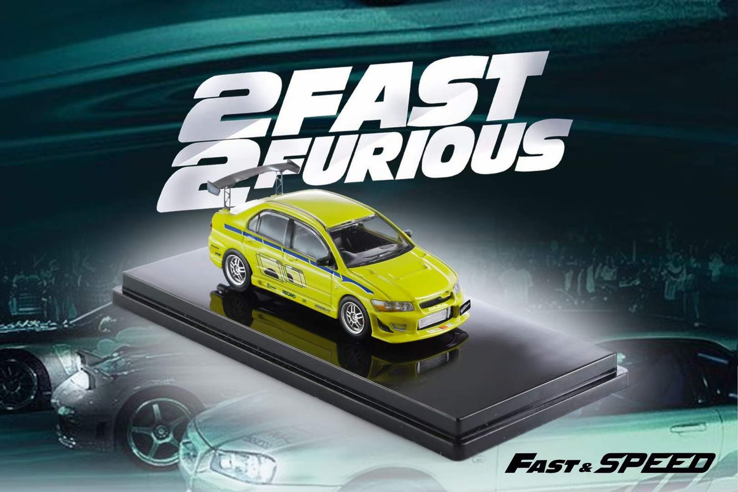 Fast Speed 1:64 Mitsubishi Lancer Evolution 7 EVO VII Fast and Furious Green with Paul Walker Brian O'Conner Figure