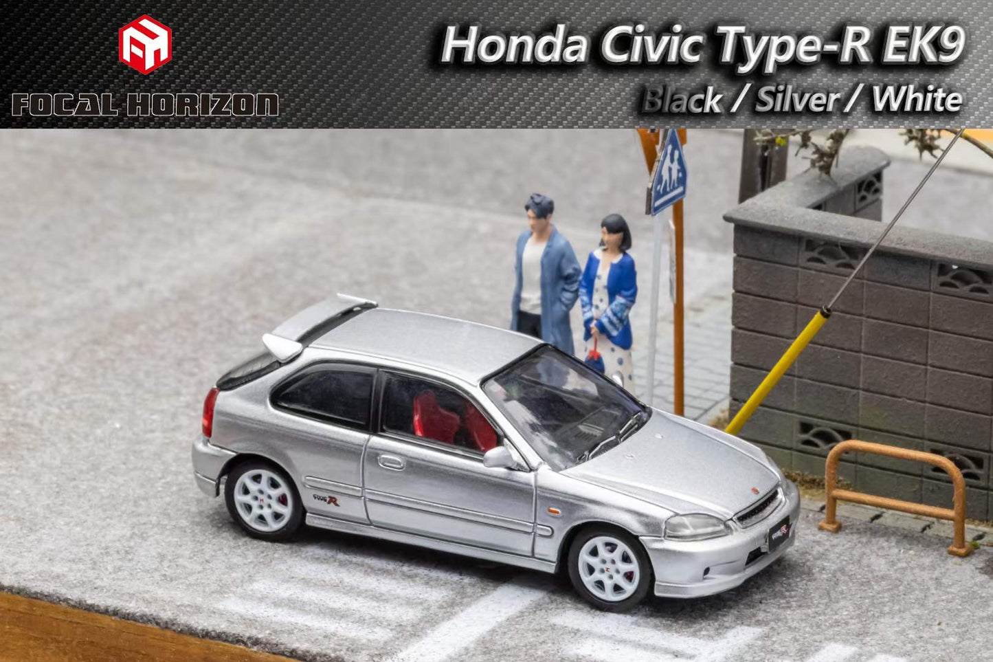 Focal Horizon 1/64 Honda CIVIC Type R EK9 Silver with Openable Engine Hood