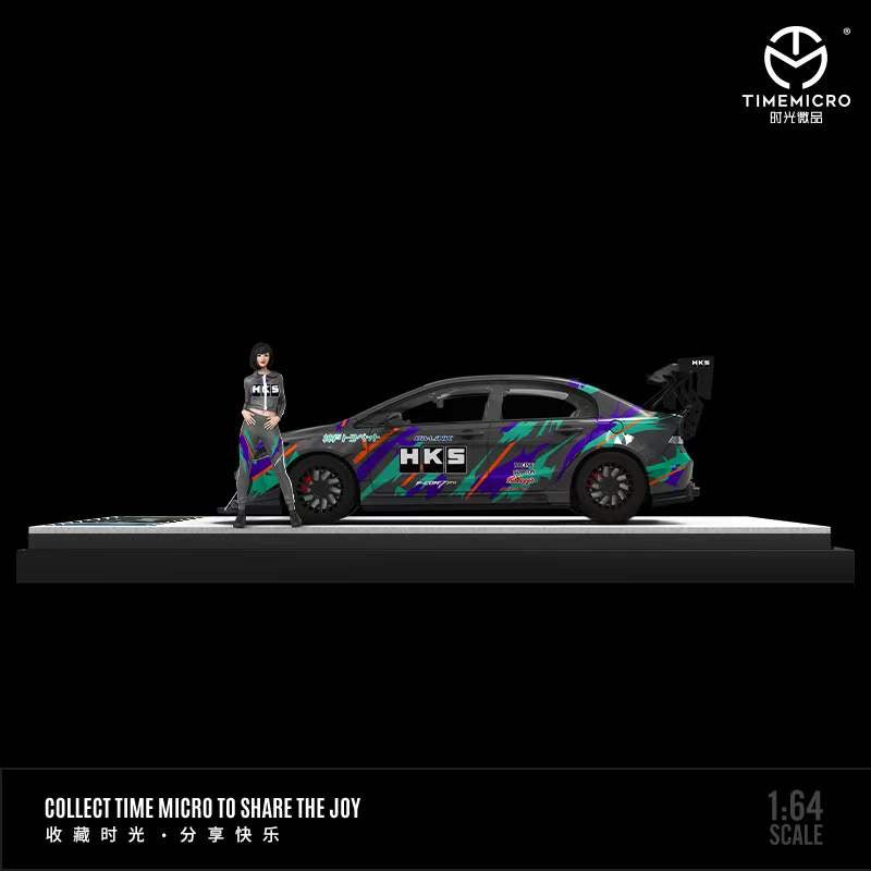 Time Micro 1/64 Honda Civic Type R FD2 Modified HKS Edition with Model Girl Figure