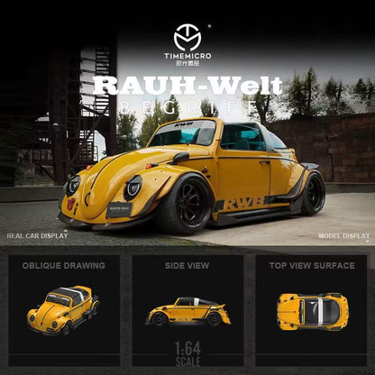 Time Micro 1:64 Volkswagen Beetle RWB Yellow with Model Girl Figure