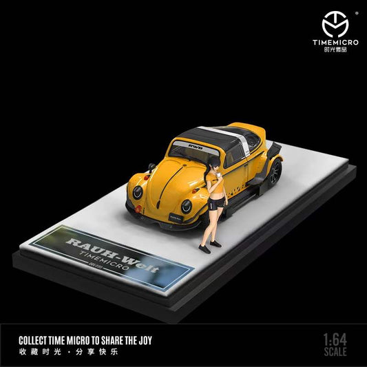 Time Micro 1:64 Volkswagen Beetle RWB Yellow with Model Girl Figure