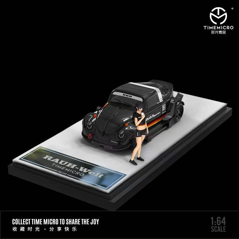 Time Micro 1:64 Volkswagen Beetle RWB Black with Model Girl Figure