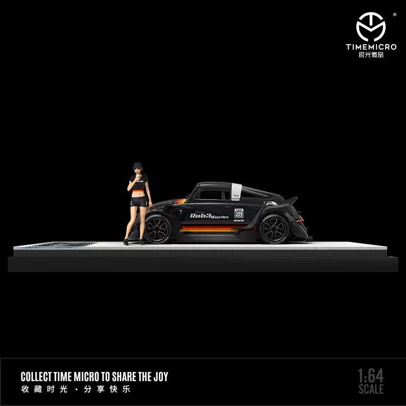 Time Micro 1:64 Volkswagen Beetle RWB Black with Model Girl Figure
