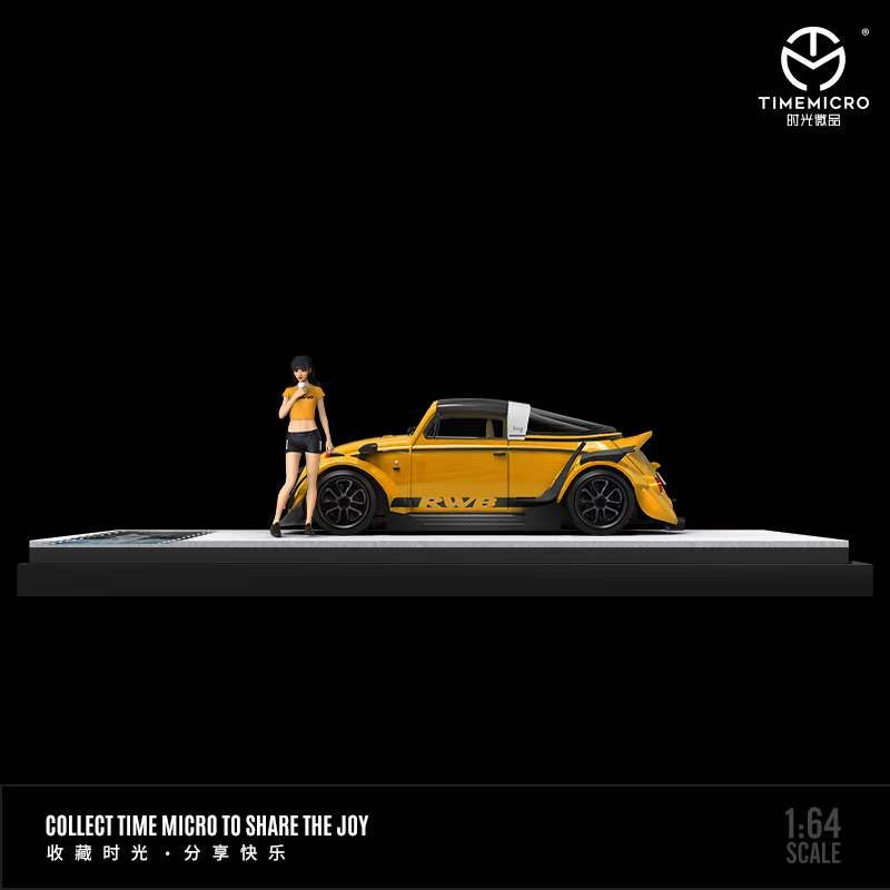 Time Micro 1:64 Volkswagen Beetle RWB Yellow with Model Girl Figure