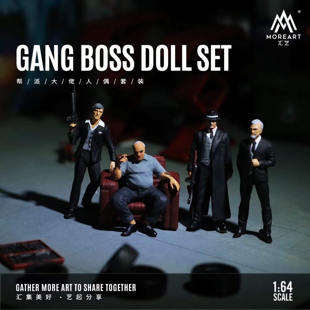 MoreArt 1:64 Gang Boss Doll Set God Father Diorama 4 Figures Set