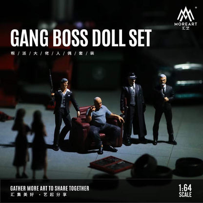 MoreArt 1:64 Gang Boss Doll Set God Father Diorama 4 Figures Set