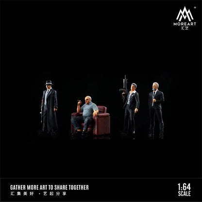 MoreArt 1:64 Gang Boss Doll Set God Father Diorama 4 Figures Set