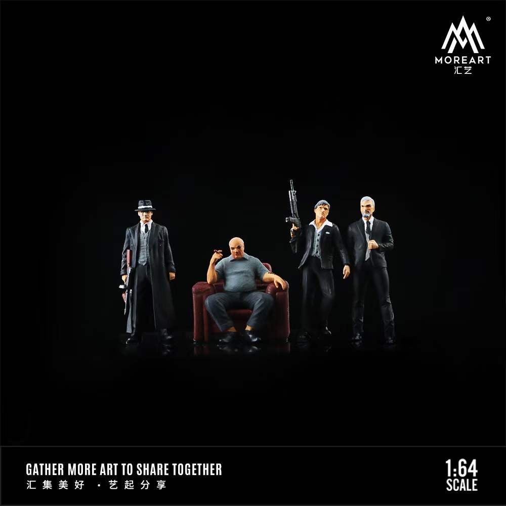 MoreArt 1:64 Gang Boss Doll Set God Father Diorama 4 Figures Set