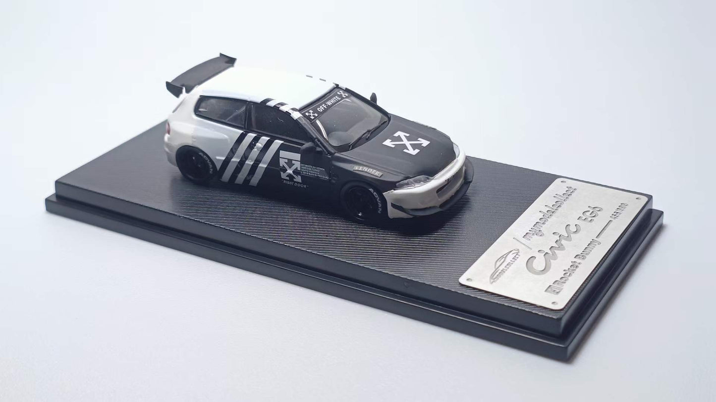 Model Collect 1:64 Honda Civic EG6 Mk5 Pandem Rocket Bunny Custom Off-White Edition