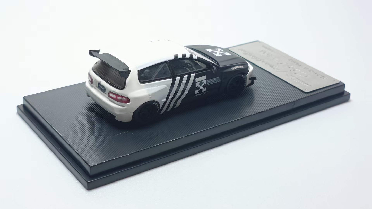 Model Collect 1:64 Honda Civic EG6 Mk5 Pandem Rocket Bunny Custom Off-White Edition