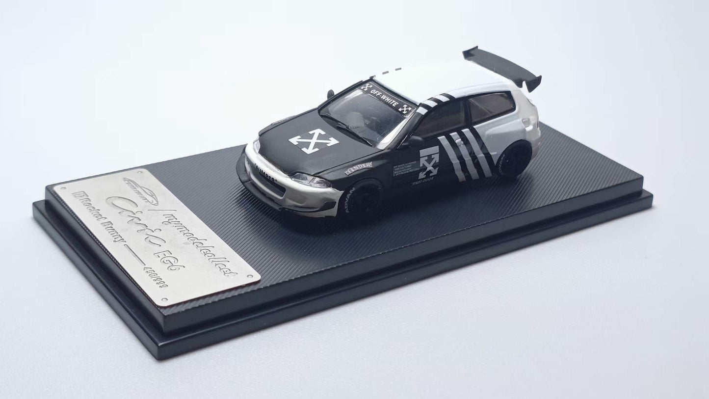 Model Collect 1:64 Honda Civic EG6 Mk5 Pandem Rocket Bunny Custom Off-White Edition