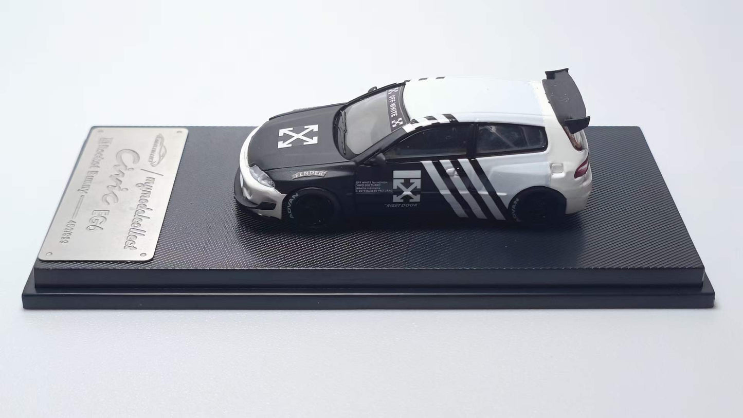Model Collect 1:64 Honda Civic EG6 Mk5 Pandem Rocket Bunny Custom Off-White Edition