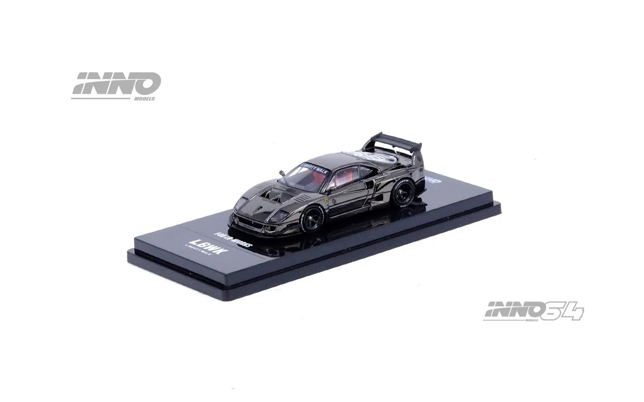 INNO64 1:64 Ferrari LBWK F40 Chrome Black (Chance of a Chase Car) (IN64-LBWKF40-CHB)