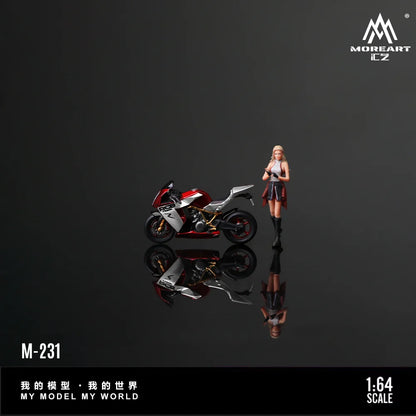 MoreArt 1:64 KTM 1190 Red Silver Motorcycle Cool Chic Rider Figure Set (1 Motorcycle + 1 Figure)