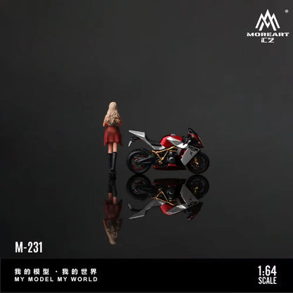 MoreArt 1:64 KTM 1190 Red Silver Motorcycle Cool Chic Rider Figure Set (1 Motorcycle + 1 Figure)