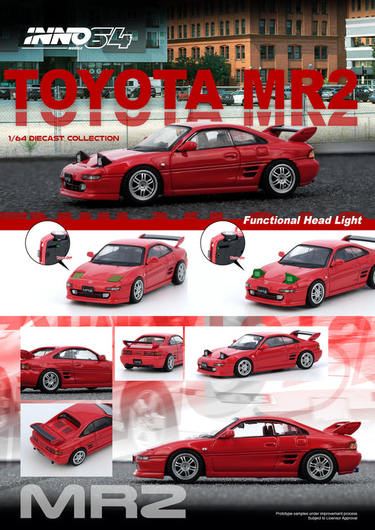 INNO64 1:64 TOYOTA MR2 (SW20) Red (IN64-MR2SW20-RED)