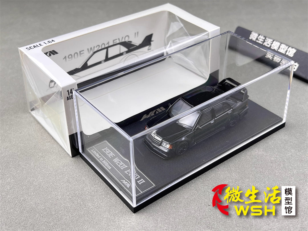 HKM 1:64 Mercedes-Benz 190E W201 2.5-16 EVO II Restmod Custom Gloss Black Limited 999 Pieces