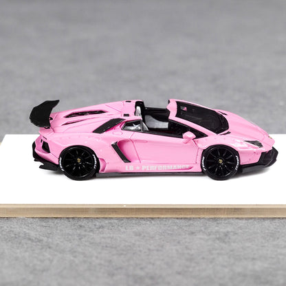 [Premium Resin Model] Fine Works 1:64 Lamborghini Aventador LP700-4 Roadster Convertible Liberty Walk Edition Pink Luminous Limited to 199 Pieces