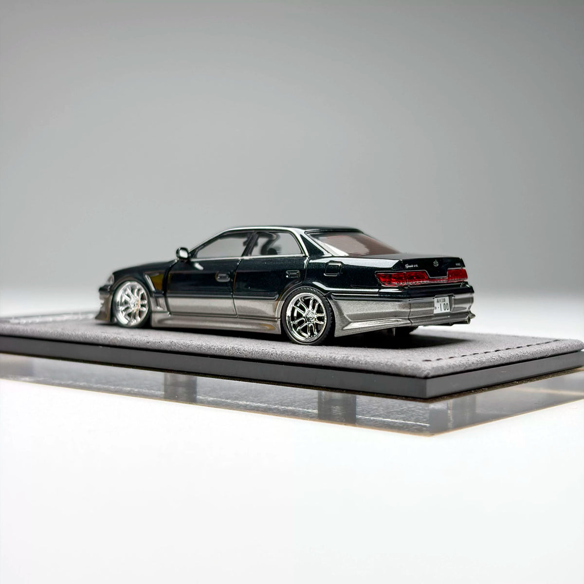 Mortal 1:64 The Ridge Mark II JZX100 Dark Green Metallic / Gun Metallic Openable Front Hood Detailed Engine in Premium Box Packaging