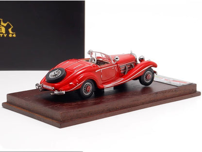 Liberty64 1:64 Mercedes-Benz 500K (W29) Red (Flocked Foot Pads, Hardware Details, Wooden Platform + Acrylic Transparent Box + Flip-Top Gift Box Packaging)