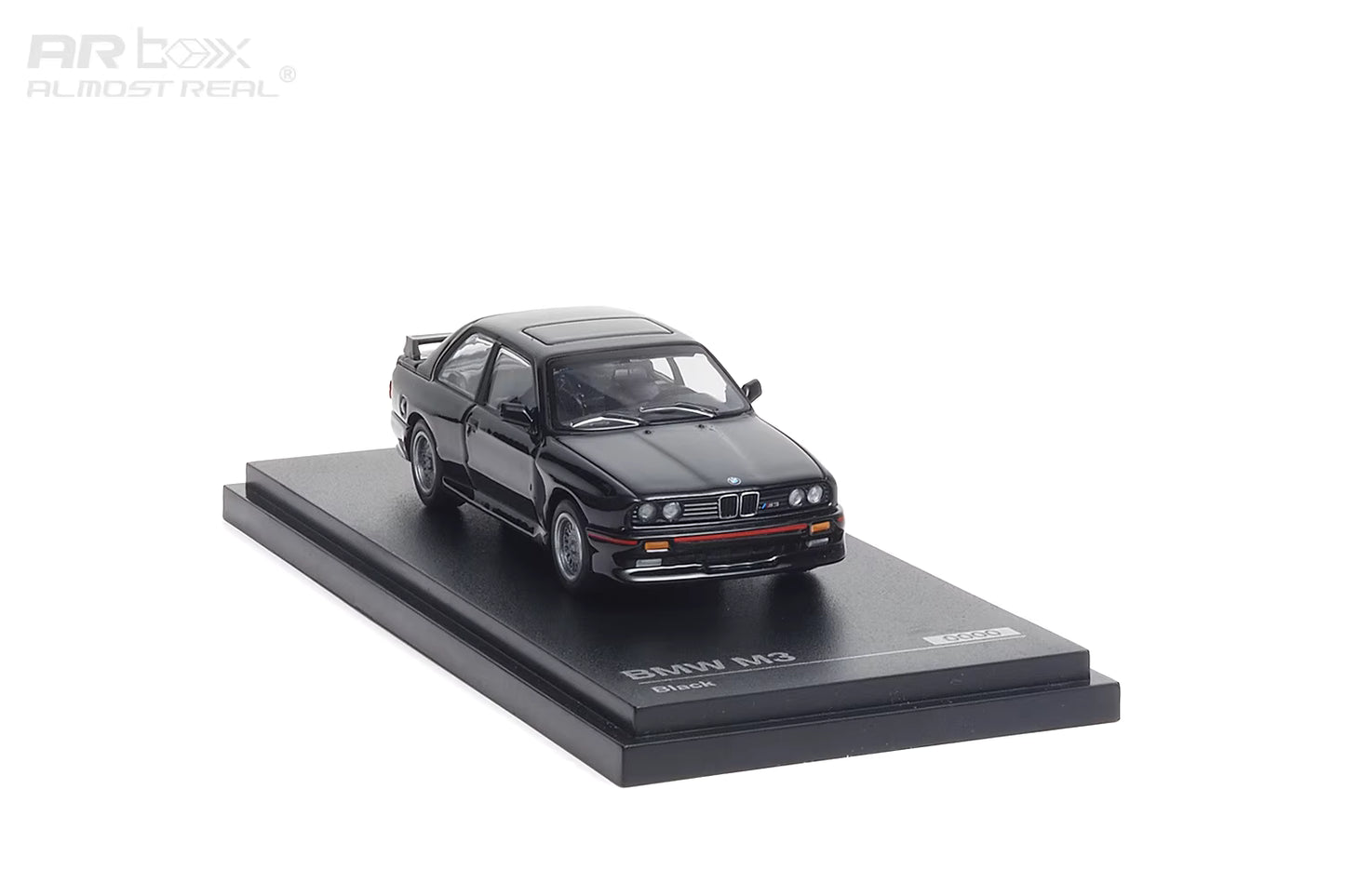 AR Box 1:64 BMW M3 MK1 E30 3 Series Sedan Black with Red Line Included Individual Numbered Collector Card BMW Official Licensed (630101001)