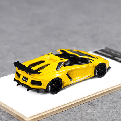 [Premium Resin Model] Fine Works 1:64 Lamborghini Aventador LP700-4 Roadster Convertible Liberty Walk Edition Yellow Limited to 199 Pieces