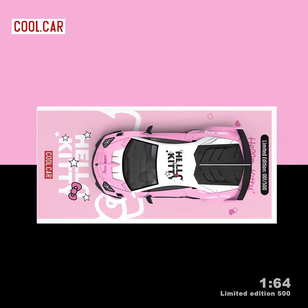 Cool.Car 1:64 Lamborghini Aventador GT EVO Hello Kitty Edition Light Pink and White