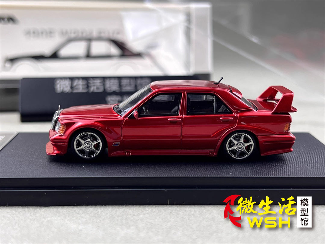HKM 1:64 Mercedes-Benz 190E W201 2.5-16 EVO II Restmod Custom Candy Red Limited 999 Pieces
