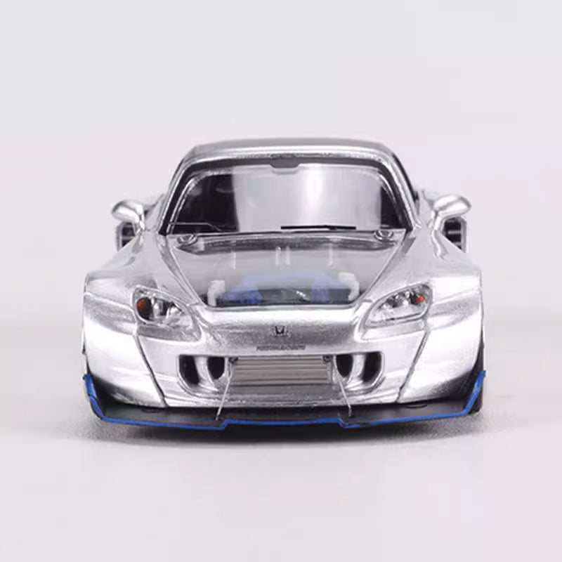 Rhino Model 1:64 Honda S2000 AP2 Convertible Wide Body Silver Openable Front Hood Detailed Engine with Extra Hard Roof for Replacement