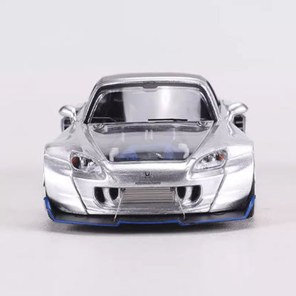 Rhino Model 1:64 Honda S2000 AP2 Convertible Wide Body Silver Openable Front Hood Detailed Engine with Extra Hard Roof for Replacement