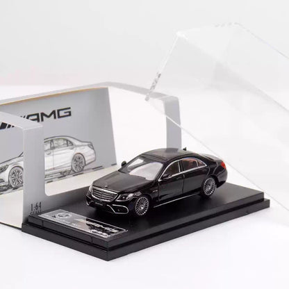 Rhino Model 1:64 Mercedes Benz AMG S63 S-Class MK6 W222 Black with Normal Wheels Normal Stance Openable Front Hood Detailed Engine