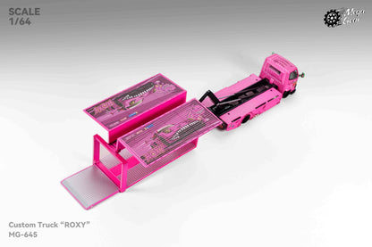 Mega Gear 1:64 Hino 300 Series MK2 Custom Extendable Tow Truck Container Livery Tyrannosaurus Roxy Pink (Limited to 2 per customer/ address)