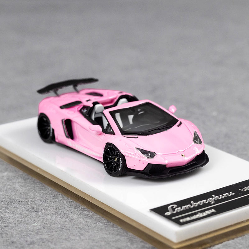[Premium Resin Model] Fine Works 1:64 Lamborghini Aventador LP700-4 Roadster Convertible Liberty Walk Edition Pink Luminous Limited to 199 Pieces