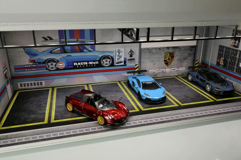 G-Fans 1/64 Porsche RWB Garage Car Park LED light Diorama w/ acrylic cover